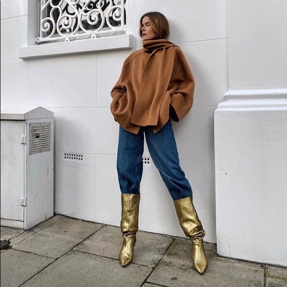 NWT Zara Metallic Kitten Heel Boots - Picture 6 of 10